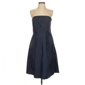 Ann Taylor Navy Blue Strapless Midi Cocktail Dress